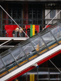 People Travelling Up Glass Escalator at Centre Georges Pompidou  Paris  Ile-De-France  France