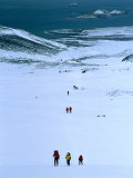 People Trekking Up to Shackleton Gap from Peggotty Camp  South Georgia  Antarctica