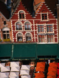Markt Buildings and Umbrellas from the Belfort (Belfry)  Bruges  West-Vlaanderen  Belgium 