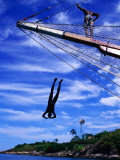 Taking a Dive from a Tall Ship off the Green Coast in Ilha Grande  Brazil