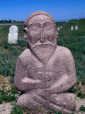 Ancient Stone Sculpture Near Burana Tower  Kyrgyzstan