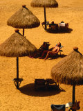 Man Sunbathing on Private Beach of Mt Lavinia Hotel  Colombo  Sri Lanka