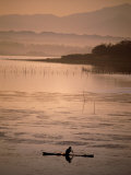 Bamboo Fishing Raft on Dawn Waters of Paoay Lake  Ilocos Norte  Philippines