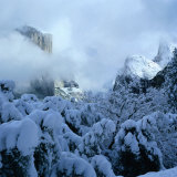 Winter Covers El Capitan and Bridal Vale Falls  Yosemite National Park  California  USA