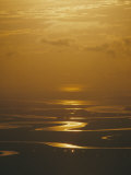 Twilight over a Wetland with Meandering Streams