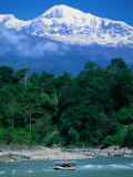 Raft Floating on Lower Section on Marsayangdi River Below the Annapurnas  Gandaki  Nepal