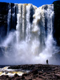 Person Standing in Front of Aponguao Falls (Chinak Meru)  Gran Sabana  Venezuela