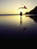 Girl Flying Kite on Beach  Cape Sebastian  OR