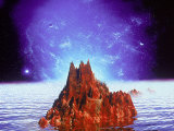 Mountain and Ocean in Space