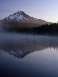 Early Morning Mist Over Mt Hood Reflected in Trillium Lake  Mt Hood  USA