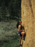 Young Woman Climbing Smith Rock  Oregon