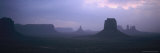 Panoramic View at Dusk of Monument Valley Rock Formations