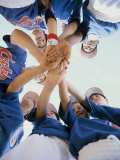 Low Angle View of a Little League Baseball Team in a Huddle