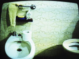 Television Screen Showing Toilet and Bidet