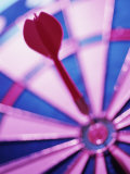 Close-up of a Dart in the Bull's-Eye of a Dartboard