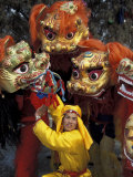 Lion Dance Celebrating Chinese New Year  Beijing  China
