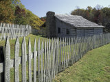 Fence and Cabin  Hensley Settlement  Cumberland Gap National Historical Park  Kentucky  USA