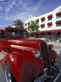 Ocean Drive with Classic Hot Rod  South Beach  Miami  Florida  USA