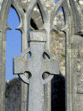Stone Celtic Cross at Quin Abbey  County Clare  Ireland