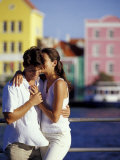 Couple at the Willemstad Waterfront  Curacao  Caribbean