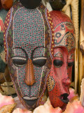 Masks and Conch Shells at Straw Market  Nassau  Bahamas  Caribbean