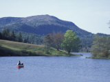 Canoeing on Little Long Pond  Parkman Mountain Spring  Maine  USA