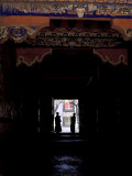 Tibetan Monks Inside Sakya Monastery  Tibet