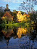 Sunset on Straupe Castle and Reflection Pond  Gauja National Park  Latvia