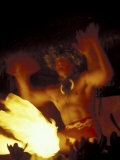 Fire Dancer Performs Traditional Luau  Big Island  Hawaii  USA