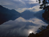 Rising Run Reflects in Lake Crecent  Olympic National Park  Washington  USA