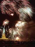 Fireworks Burst Around the Statue of Liberty