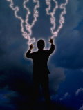 Silhouette of Man Channeling Rays of Energy