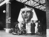 Curious Sphinx Petrol Pump at a London Garage During World War Two