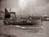 A Yarmouth Herring Boat Leaves the Mouth of the River Yar Norfolk  1935