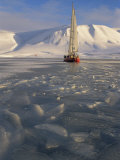 Yacht Northhanger Frozen into the Ice  Drying Her Sails