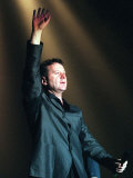 Jim Kerr of Simple Minds Waves at the Scotland Rocks for Kosovo Concert  May 1999