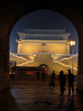 Floodlit Gate on Tiananmen Square Viewed Through an Arch