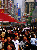 Pedestrians on Nanjing Donglu Shopping Mall  Shanghai  China