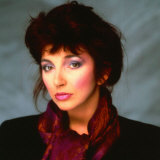 Kate Bush Wearing Gold Purple Scarf Black Jacket