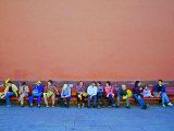 People Resting after Touring Forbidden City  Beijing  China
