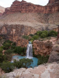 A Blue Waterfall Wets the Arid Landscape of the Grand Canyonl