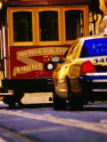 Cable Car and Taxi on California Street  San Francisco  USA