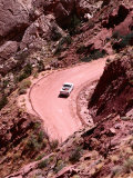 Overhead of Vehicle on Burr Trail Switchback  Waterpocket Fold  Capitol Reef National Park  USA