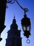 Lamp Post with Town Hall Tower (Wieza Ratuszowa) in Background  Krakow  Poland