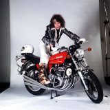 Marc Bolan Musician Tries the Super Motorbike the Benelli 750