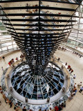 Overhead of Spiral Ramp and Mirrored Construction in Reichstag  Berlin  Germany