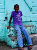 Portrait of Young Boy on Steps  Basseterre  St Kitts & Nevis