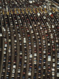 Cars Queue up at a Tollbooth on the Bay Bridge in Oakland  California  During Rush Hour