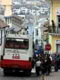 Large Bus in Narrow Street  Quito  Ecuador