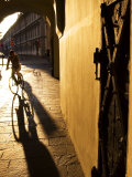 Early Morning Cyclist in Innsbruck's Altstadt (Old Town)  Innsbruck  Austria